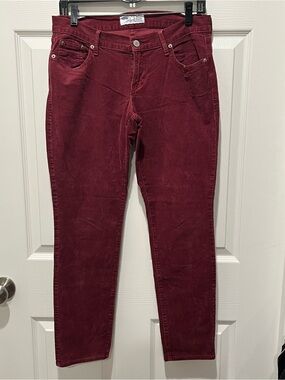 Red Velvet Corduroy Skinny Pants